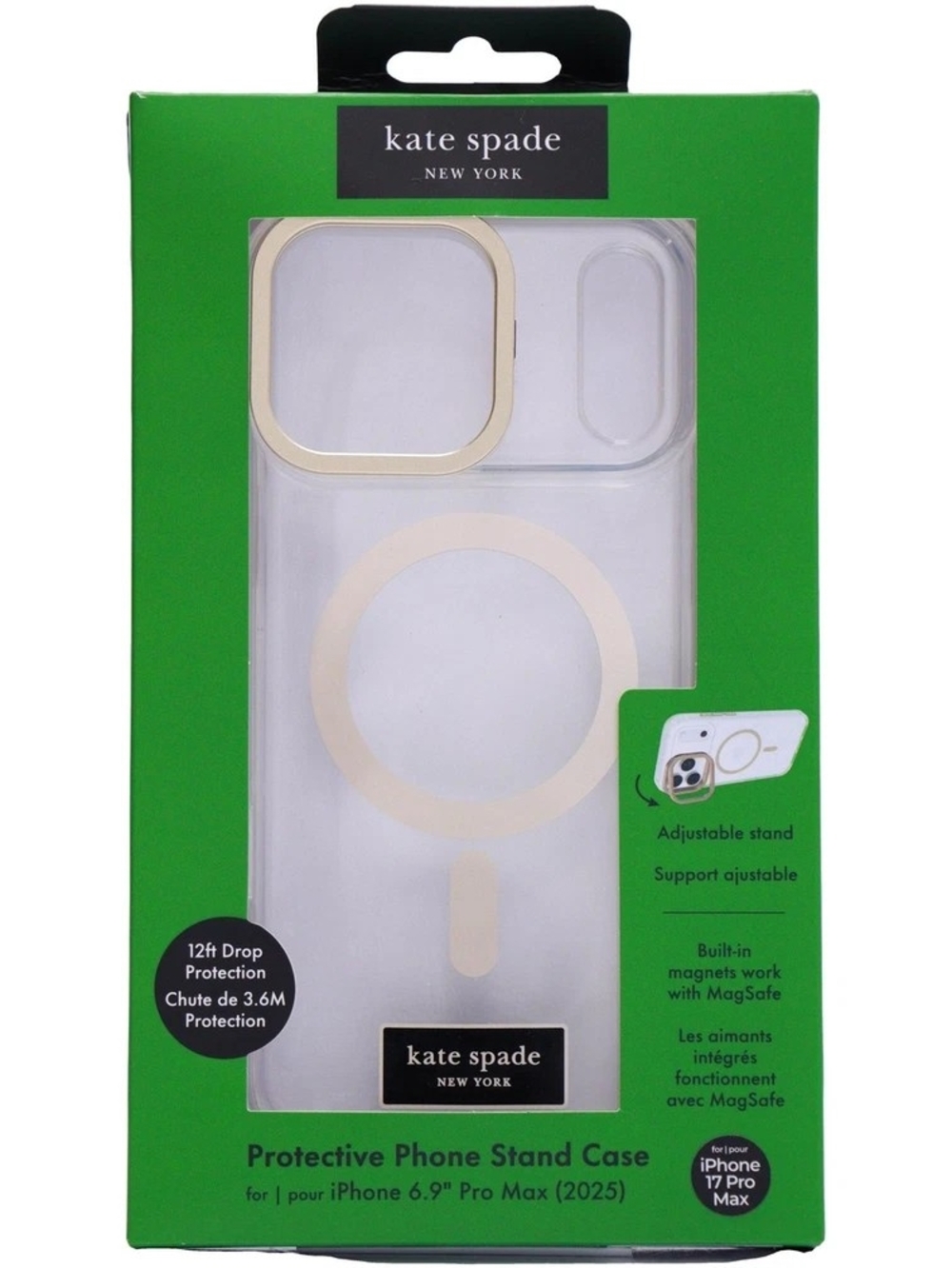 Kate Spade Clear iPhone 17 Pro Max Case with Gold Accents